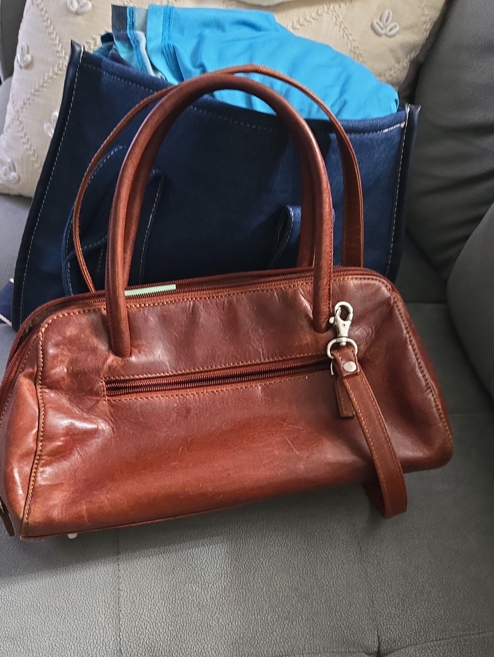 Wilsons Leather Brown Leather Satchel with Top Handles